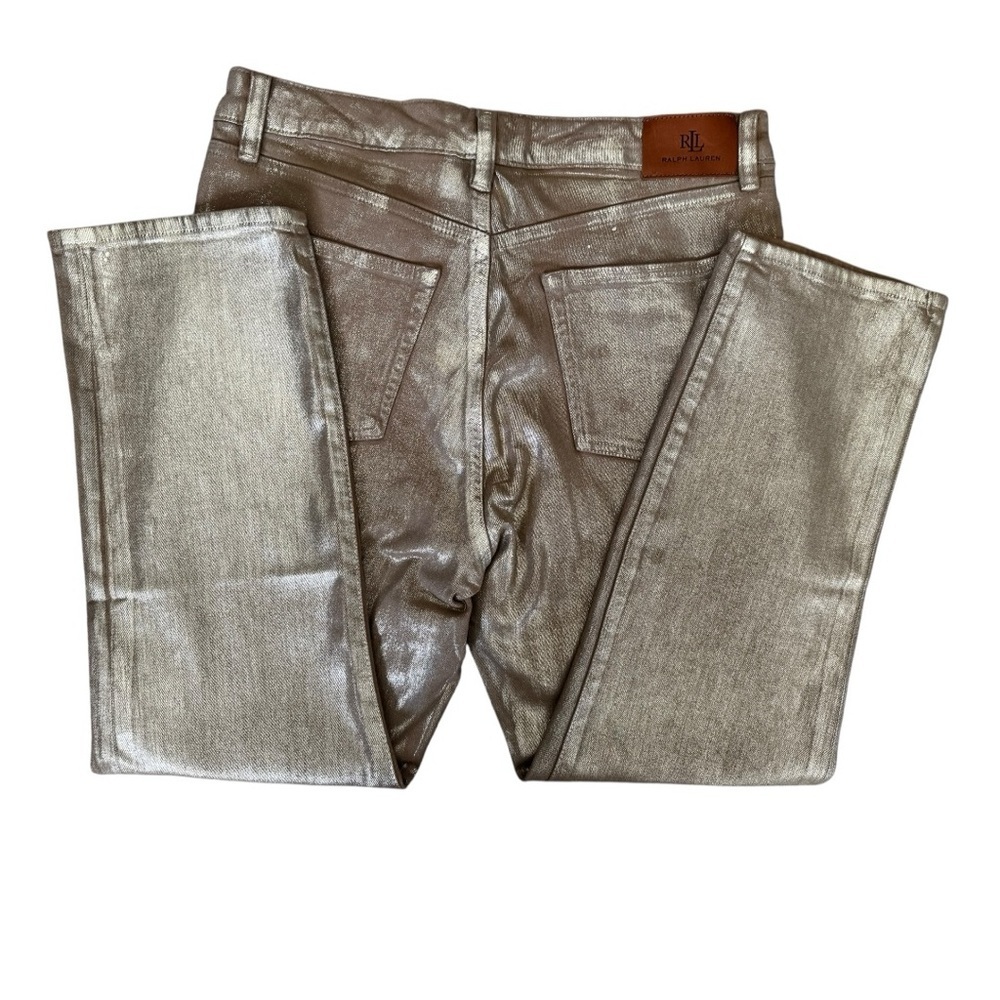 Lauren Ralph Lauren Women's Metallic High-Rise Straight Ankle Jeans 12P New - Picture 8 of 9
